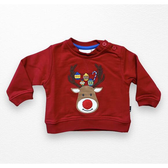 NWT JoJo Maman Bebe Reindeer Sweatshirt, 0-3 Months - Picture 8 of 10